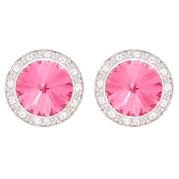 Pink Stone Pierced Performance Earrings 17mm