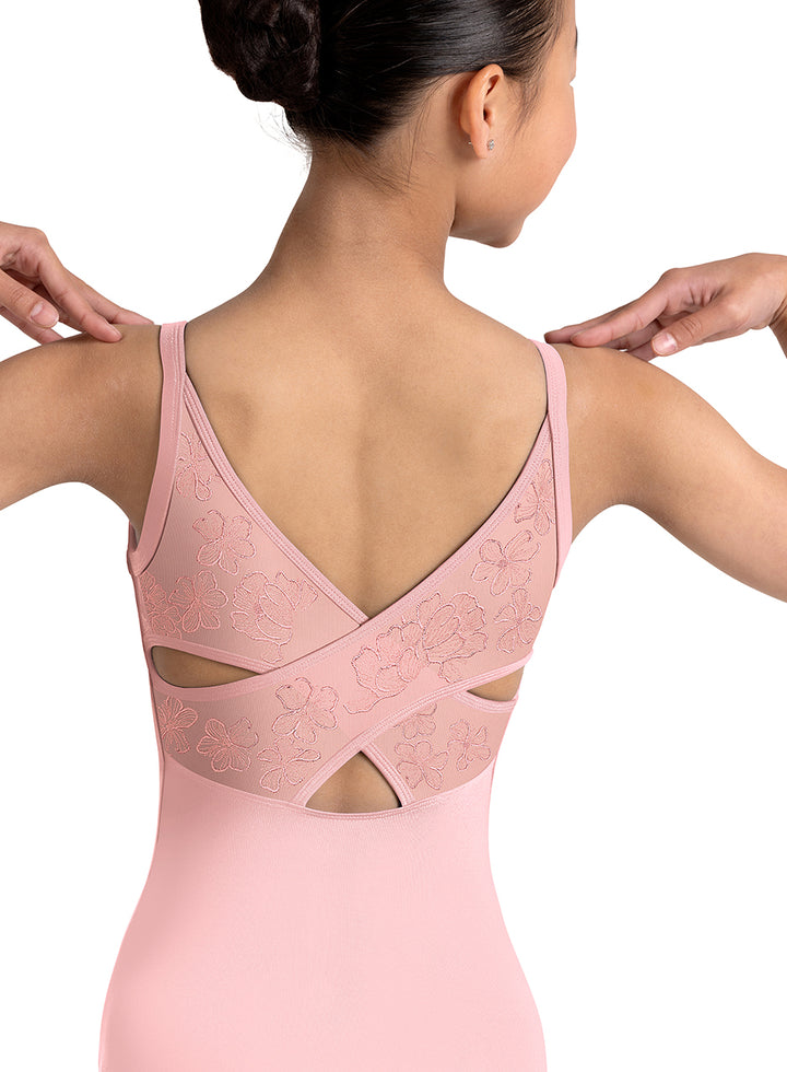 Girls Jazz Floral Cross Back Leotard