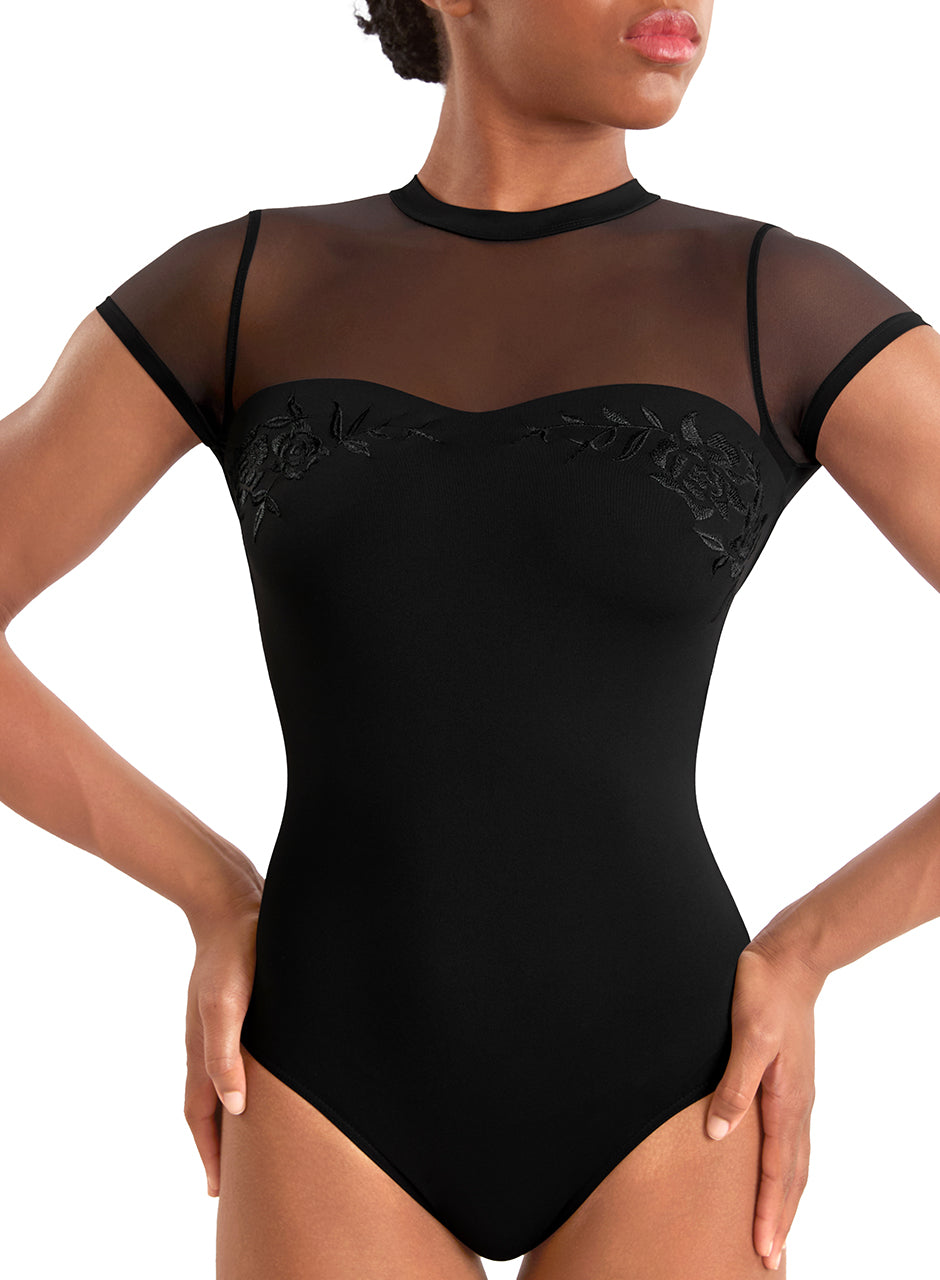 Ladies Mock Neck Cap Sleeve Leotard