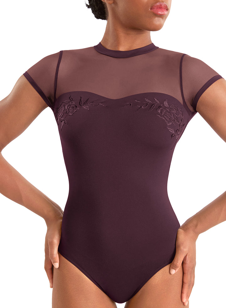 Ladies Mock Neck Cap Sleeve Leotard