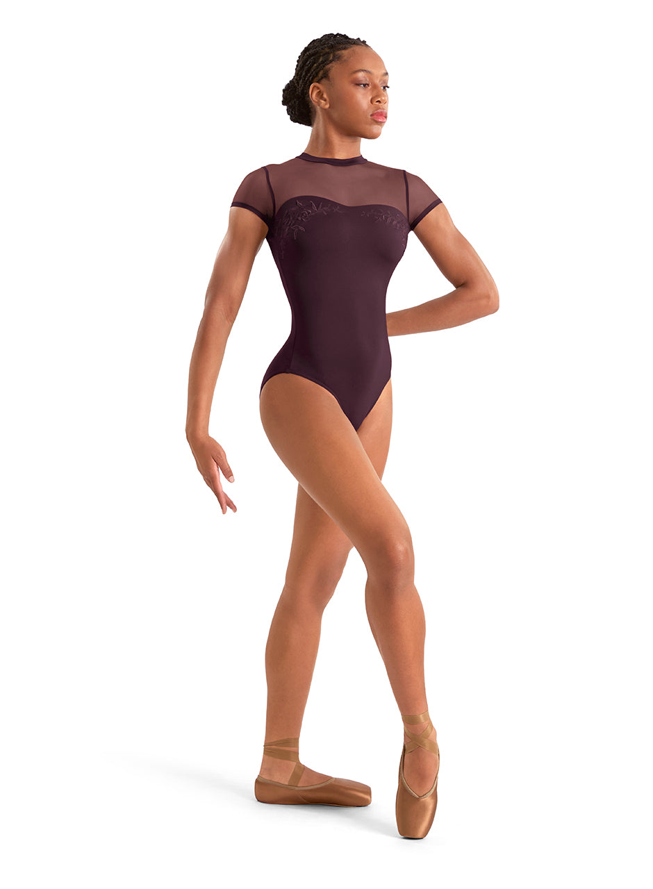 Ladies Mock Neck Cap Sleeve Leotard