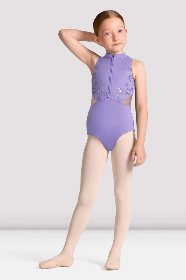 Girls Cayla Zip Front Leotard