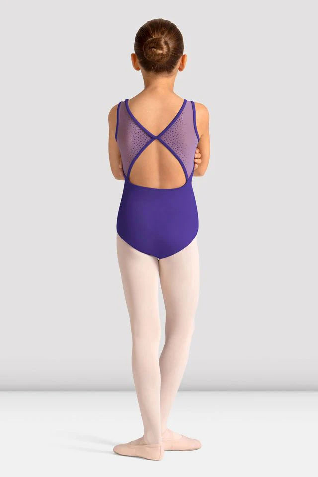 Girls Mirella Celestia Boat Neck Printed Leotard