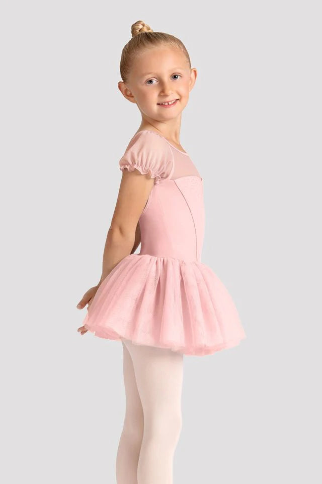 celestia mini dress Mirella Girls M20007C Puff Sleeve Tutu Leotard Pink / X-Small